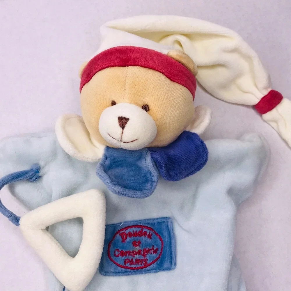 Dou Dou Teddy Bear Blue Musical Note Paris Red Nunu Teether Security Puppet